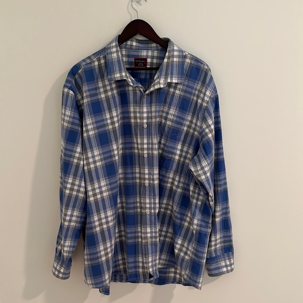 UNTUCKIT Men's Long Sleeve Button Front Chambray Shirt Size XXXLC